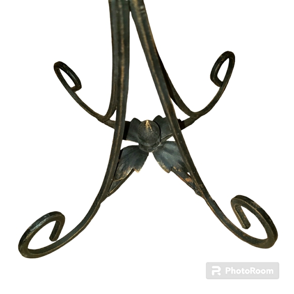 Vintage Black Medium Wrought Iron Pillar Candle Holder - Picture 7 of 11